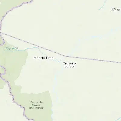 Map showing location of Cruzeiro do Sul (-7.627590, -72.677560)