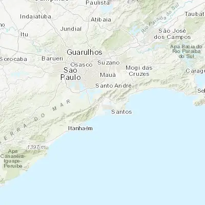 Map showing location of Cubatão (-23.895000, -46.425280)