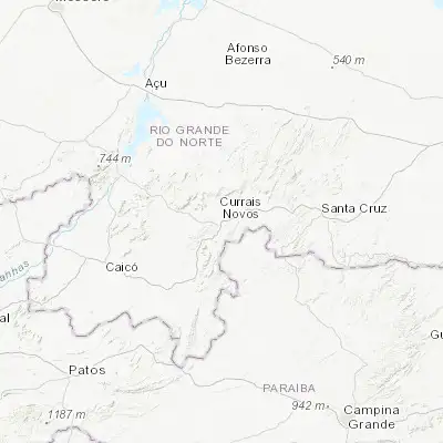 Map showing location of Currais Novos (-6.260830, -36.517780)
