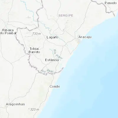 Map showing location of Estância (-11.268330, -37.438330)