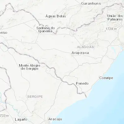 Map showing location of Girau do Ponciano (-9.884170, -36.828890)