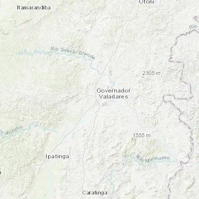 Map showing location of Governador Valadares (-18.851110, -41.949440)