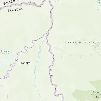 Map showing location of Guajará Mirim (-10.783560, -65.335520)