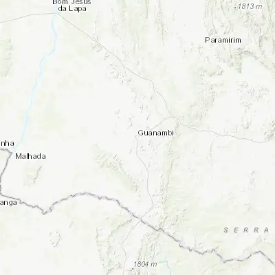 Map showing location of Guanambi (-14.223330, -42.781390)