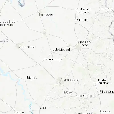 Map showing location of Guariba (-21.360000, -48.228330)