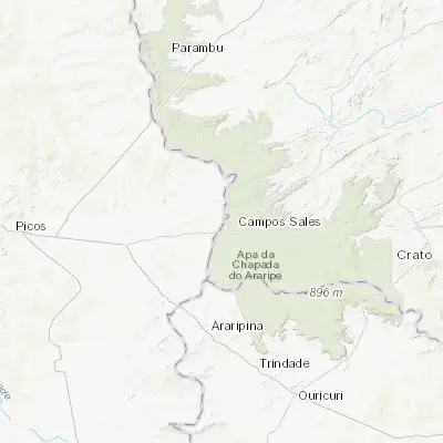 Map showing location of Ipueiras (-7.033330, -40.450000)