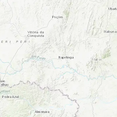 Map showing location of Itapetinga (-15.248890, -40.247780)