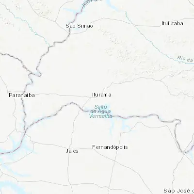 Map showing location of Iturama (-19.728060, -50.195560)