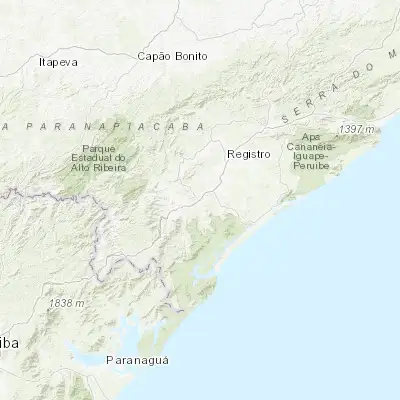 Map showing location of Jacupiranga (-24.692500, -48.002220)