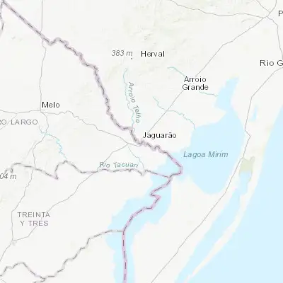 Map showing location of Jaguarão (-32.566110, -53.375830)