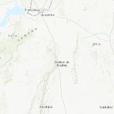 Map showing location of Jaguarari (-10.263890, -40.195830)