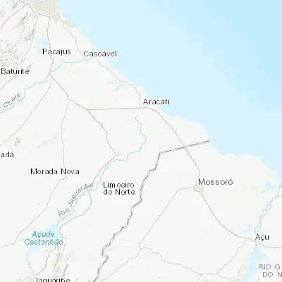 Map showing location of Jaguaruana (-4.833890, -37.781110)