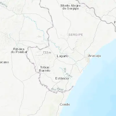 Map showing location of Lagarto (-10.917220, -37.650000)
