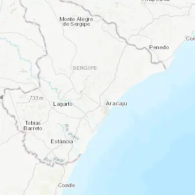 Map showing location of Laranjeiras (-10.806390, -37.170000)