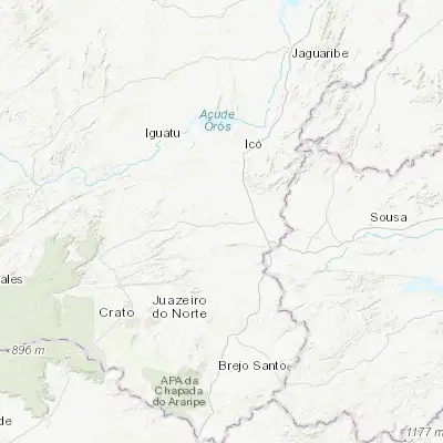 Map showing location of Lavras da Mangabeira (-6.753330, -38.964440)