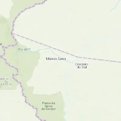 Map showing location of Mâncio Lima (-7.614170, -72.895830)