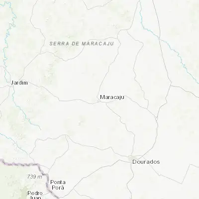 Map showing location of Maracaju (-21.614440, -55.168330)