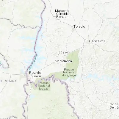 Map showing location of Matelândia (-25.240830, -53.996390)