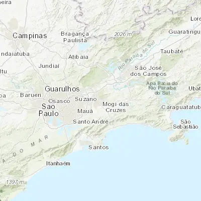 Map showing location of Mogi das Cruzes (-23.522780, -46.188330)