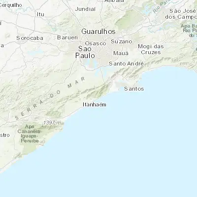 Map showing location of Mongaguá (-24.093060, -46.620830)