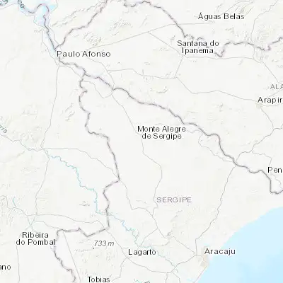 Map showing location of Monte Alegre de Sergipe (-10.027220, -37.562220)