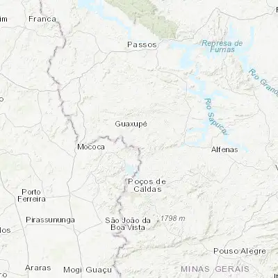 Map showing location of Muzambinho (-21.375830, -46.525560)