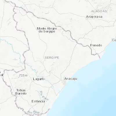 Map showing location of Nossa Senhora das Dores (-10.491670, -37.193330)