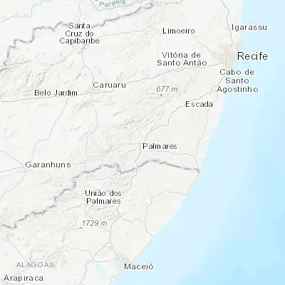 Map showing location of Palmares (-8.683330, -35.591670)