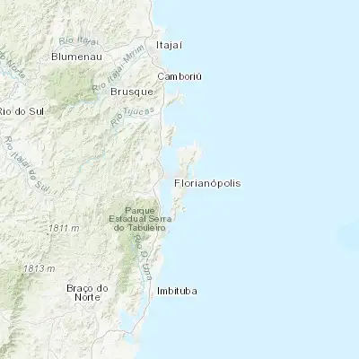 Map showing location of Pantanal (-27.609850, -48.516480)