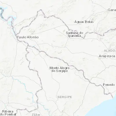 Map showing location of Pão de Açúcar (-9.748330, -37.436670)