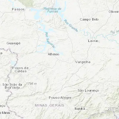 Map showing location of Paraguaçu (-21.547220, -45.737500)
