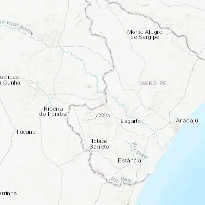Map showing location of Paripiranga (-10.687500, -37.861670)