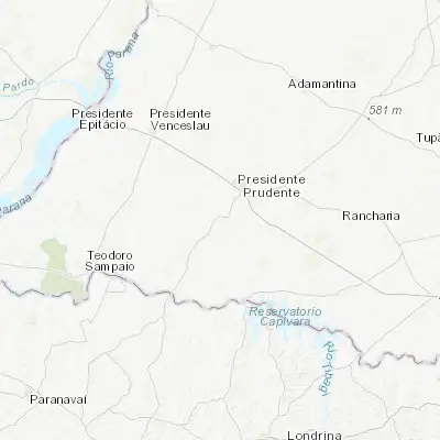 Map showing location of Pirapozinho (-22.275280, -51.500000)