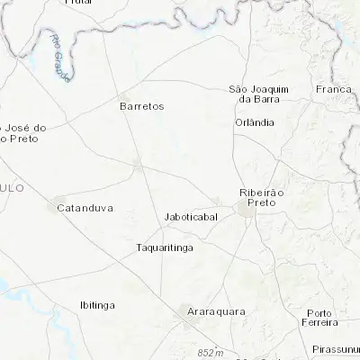 Map showing location of Pitangueiras (-21.009440, -48.221670)