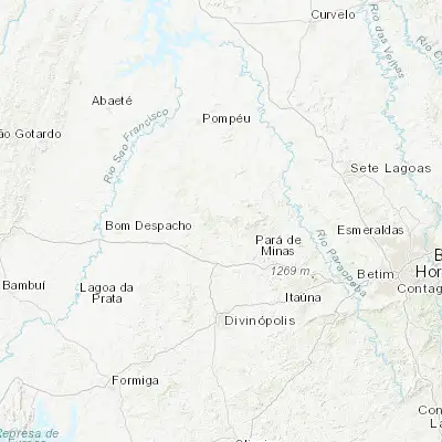 Map showing location of Pitangui (-19.682780, -44.890280)