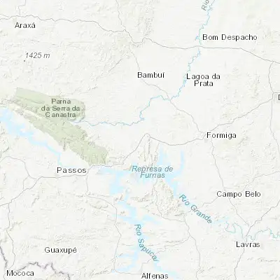 Map showing location of Piuí (-20.465280, -45.958060)