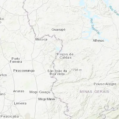 Map showing location of Poços de Caldas (-21.787780, -46.561390)