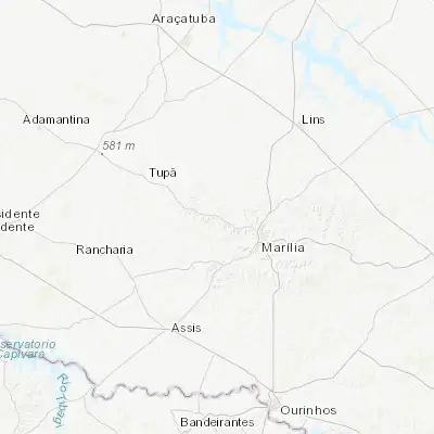 Map showing location of Pompéia (-22.108610, -50.171670)