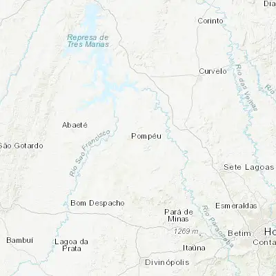 Map showing location of Pompéu (-19.224440, -44.935280)