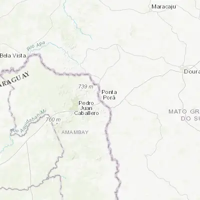 Map showing location of Ponta Porã (-22.536110, -55.725560)