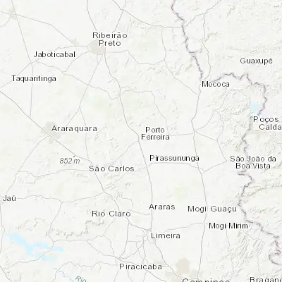 Map showing location of Porto Ferreira (-21.853890, -47.479170)