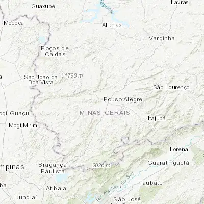 Map showing location of Pouso Alegre (-22.230000, -45.936390)