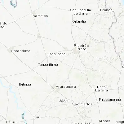 Map showing location of Pradópolis (-21.359440, -48.065560)