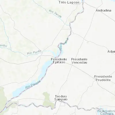 Map showing location of Presidente Epitácio (-21.763330, -52.115560)