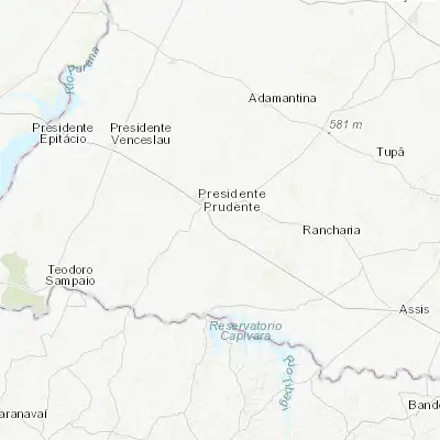 Map showing location of Regente Feijó (-22.221390, -51.302780)