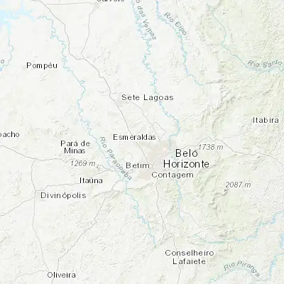 Map showing location of Ribeirão das Neves (-19.766940, -44.086670)