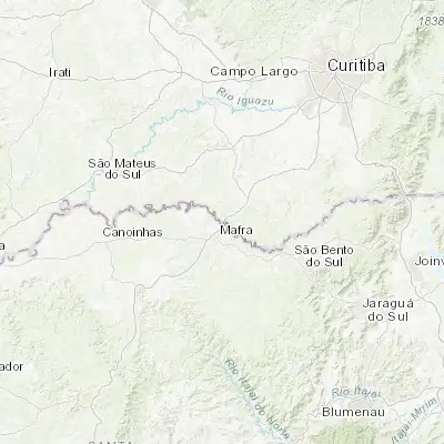 Map showing location of Rio Negro (-26.105830, -49.797500)