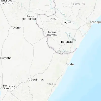 Map showing location of Rio Real (-11.484720, -37.932780)