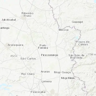 Map showing location of Santa Cruz das Palmeiras (-21.826940, -47.248610)