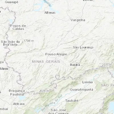 Map showing location of Santa Rita do Sapucaí (-22.252220, -45.703330)